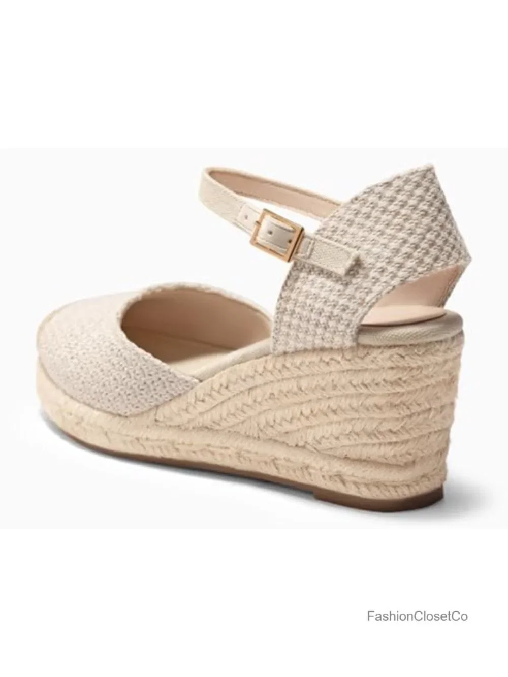 Women's Platform Wedge Espadrilles Sandals Raffia Ankle Strap